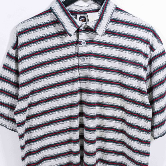Bugle Boy Striped Textured Polo Shirt Large VTG 90s Surf Skate Streetwear - Picture 5 of 7